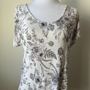 Eliane Rose Off-White Floral Tee, Size S - Effortless Style!
